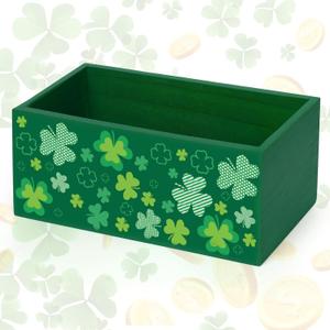 St. Patrick's Day Candy Bowl Dish Happy Saint Patty's Day Party Supplies Shamrock Basket Wood Candy Holder for Porch Green Shamrock Serving Bowl for Corn Holiday Indoor Table Decor
