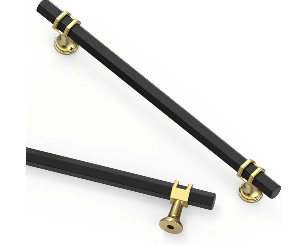 10 Pack 7.5 Inch(192mm) Matte Black and Gold Kitchen Cabinet Handles, Cabinet Pulls Kitchen Cabinet Hardware for Cupboard Drawer Pulls