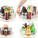 4 Pack Lazy Susan Organizer for Cabinet：Lazy Susan Turntable (8/ 10/ 11/ 12 Inch) with Non-Slip Mat and Handles, Turntable Rack for Kitchen, Pantry, Refrigerator, Bathroom and Vanity Countertop