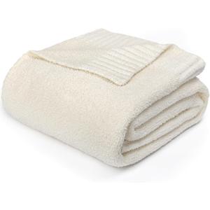 Beige Blanket Super Soft Cozy 50" x 60" Beige Knit Throw Blanke for Couch Soft Christmas Blanket for Woment (Heather Beige), Pack Of 2