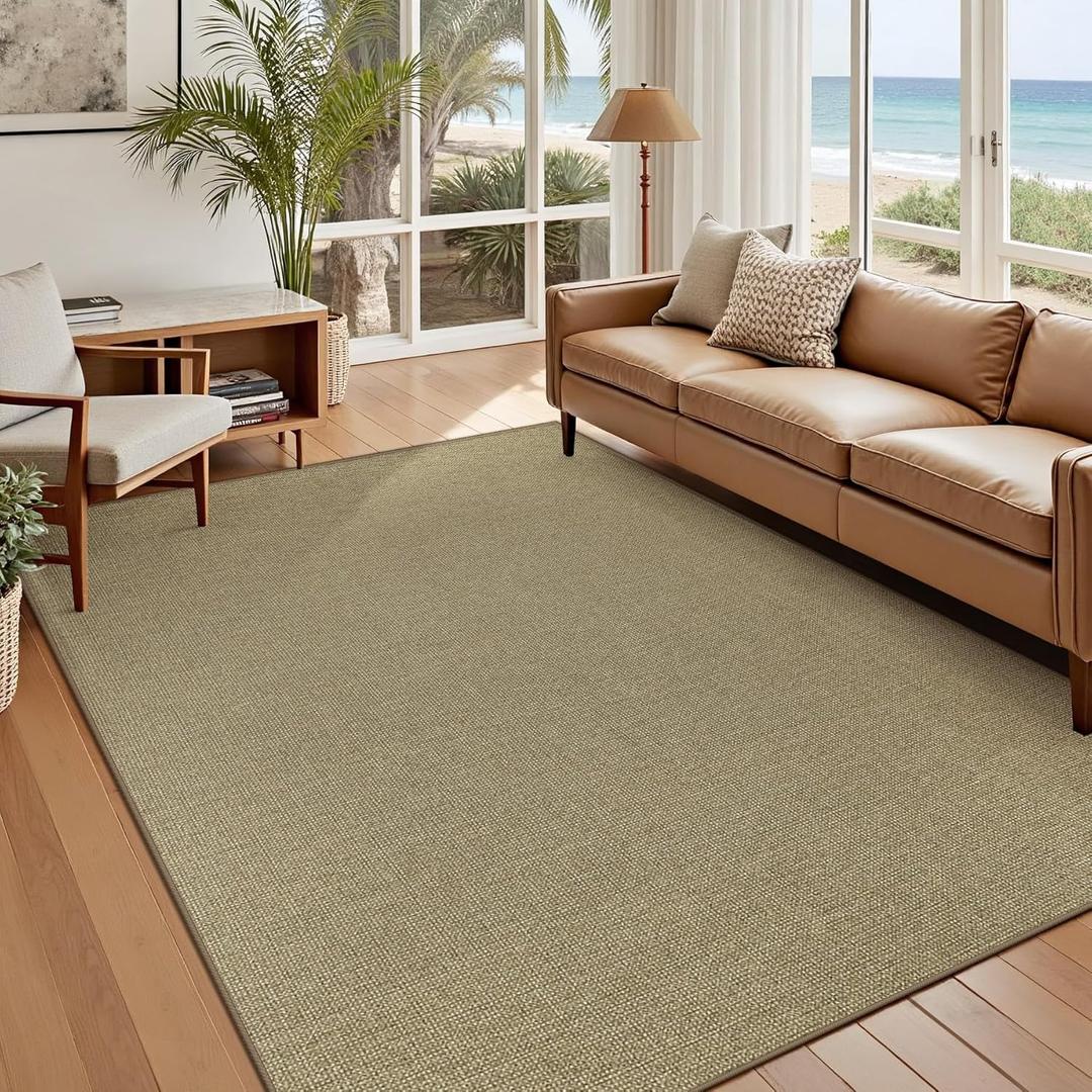Easy Jute Rug 5x7 Natural Rugs: Washable Woven Area Rug Non Slip Non Shedding Indoor Outdoor Carpet for Living Room Bedroom Dining Room Farmhouse Patio (5'x7' Natural)