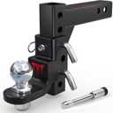 TYT Adjustable Trailer Hitch Ball Mount, 2" Towing Ball 7500 LBS, 9-1/2" Drop and 8-1/4" Rise, Fits 2-in Receiver with 2 Pin&Clips and 5/8" Premium Pin Lock for Heavy Duty Truck