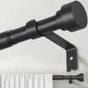 WIN4ALL Black Curtain Rods for Windows 28 to 42 inch, 5/8 Inch Decorative Curtain Rod Adjustable by Splicing (Matte Black,30"-45)