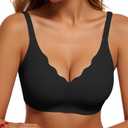 CINOON Womens Wireless Bras Push Up Bralette Supportive Everyday Bras Seamless Full Coverage Comfort T-Shirt Bra Black, Large