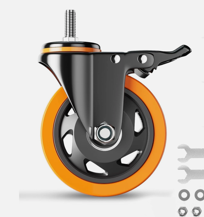 Caster Wheels 1600Lbs, Threaded Stem Casters Set of 4 Heavy Duty, Safety Dual Locking Industrial Castors, Wheels for Cart, Furniture