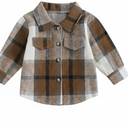 Douhoow Toddler Boys Fall  Plaid Flannel Baby Boy Jacket Button Down Shirt Festival Clothes (Khaki, 6-12 Months)