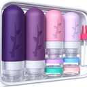TSA Approved Travel Containers for Toiletries - Leak Proof Silicone Bottles, Refillable Liquid Travel Essentials for Shampoo, Conditioner, Lotion (Violet)