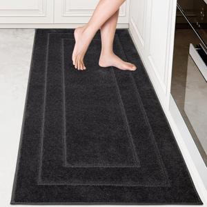 PURRUGS Machine Washable Kitchen Runner Rug 32" x 70", Non-Slip/Skid Hallway Runner Rug, Super Absorbent Soft Area Rug for Kitchen, Hallway & Laundry, Rolled Packaging, Charcoal