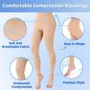 Medical Compression Pantyhose for Women & Men, 20-30mmHg Graduated Support Compression Tights Footless Medical Compression Stockings & Leggings for Edema, Varicose Veins, Swelling(Beige,L)