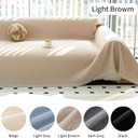 Durable Couch Cover Blanket, Sofa Blanket Cover Washable, Oversized Couch Cover Pet Friendly, Chenille Sofa Cover Blanket for 2-3 Cushions Sofas Solid Color(71"x 134"/Light Brown/1pc)