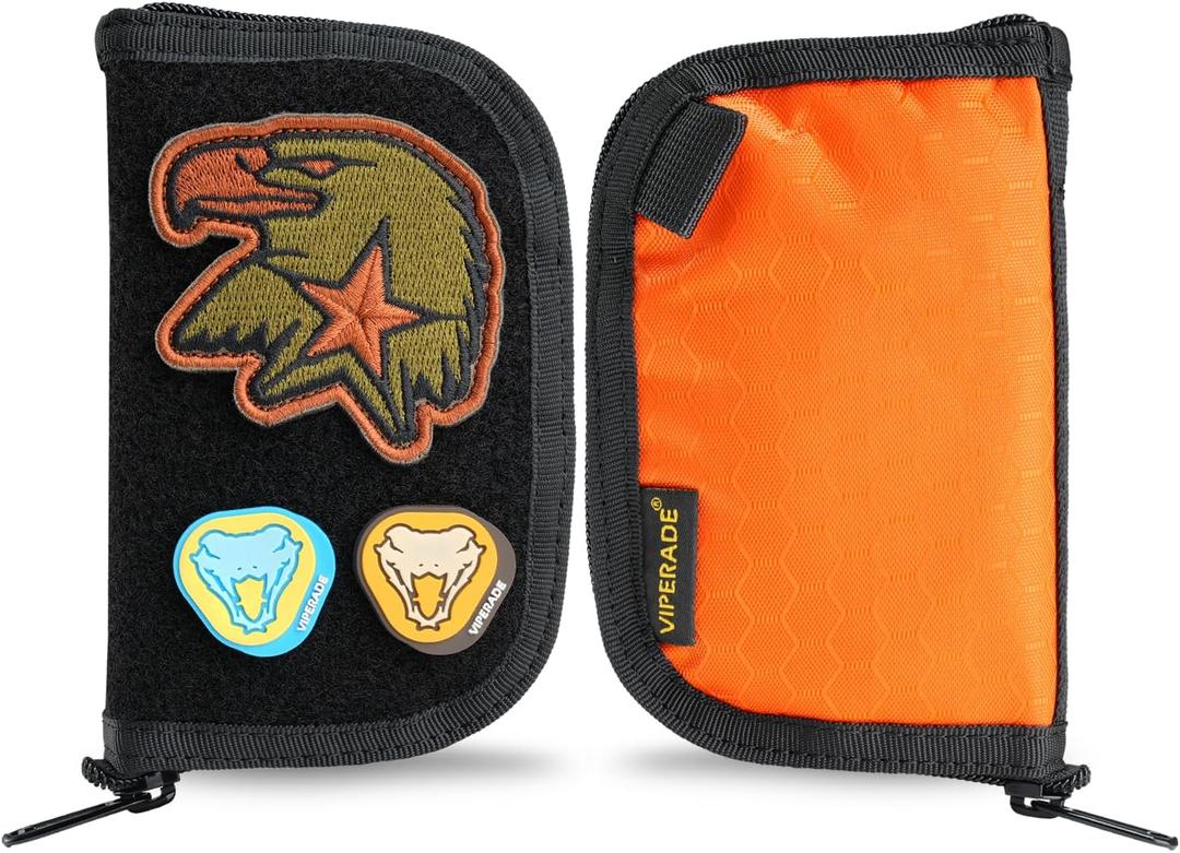 VIPERADE VE20 EDC Pouch Small Pocket Organizer with 8 Compartments, Pocket Tools Pouch with Patches Display Panel, Mini Organizer Bag for Men (Orange)