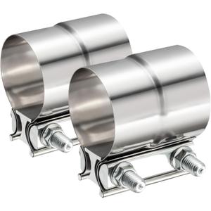 TIROL 2.25 Exhaust Clamp, 2.25 inch Lap Joint Band Stainless Steel Muffler Clamp for Joining 2.25" OD to 2.25" ID Exhaust Pipe, Muffler Pipe 2Pcs (2.25 Exhaust Clamp)