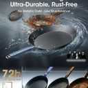 Carbon Steel Frying Pan Set 8"/10"/12", Preseasoned Skillet Trio, Nitrided Rust Resistant Kitchen Cooking Set, Induction & Oven Safe