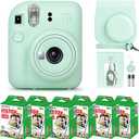 Fujifilm Instax Mini 12 Instant Camera Mint Green and Fuji Film Value Pack (60 Sheets) Bundle with Sturdy Tiger Accessories, Carrying Case, Photo Album 64 Pockets