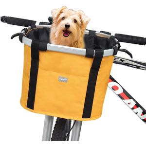 RAYMACE Bicycle Basket Dog Bike Handlebar Basket Front,Folding Detachable Quick Release Easy Install,Cycling Picnic Bag