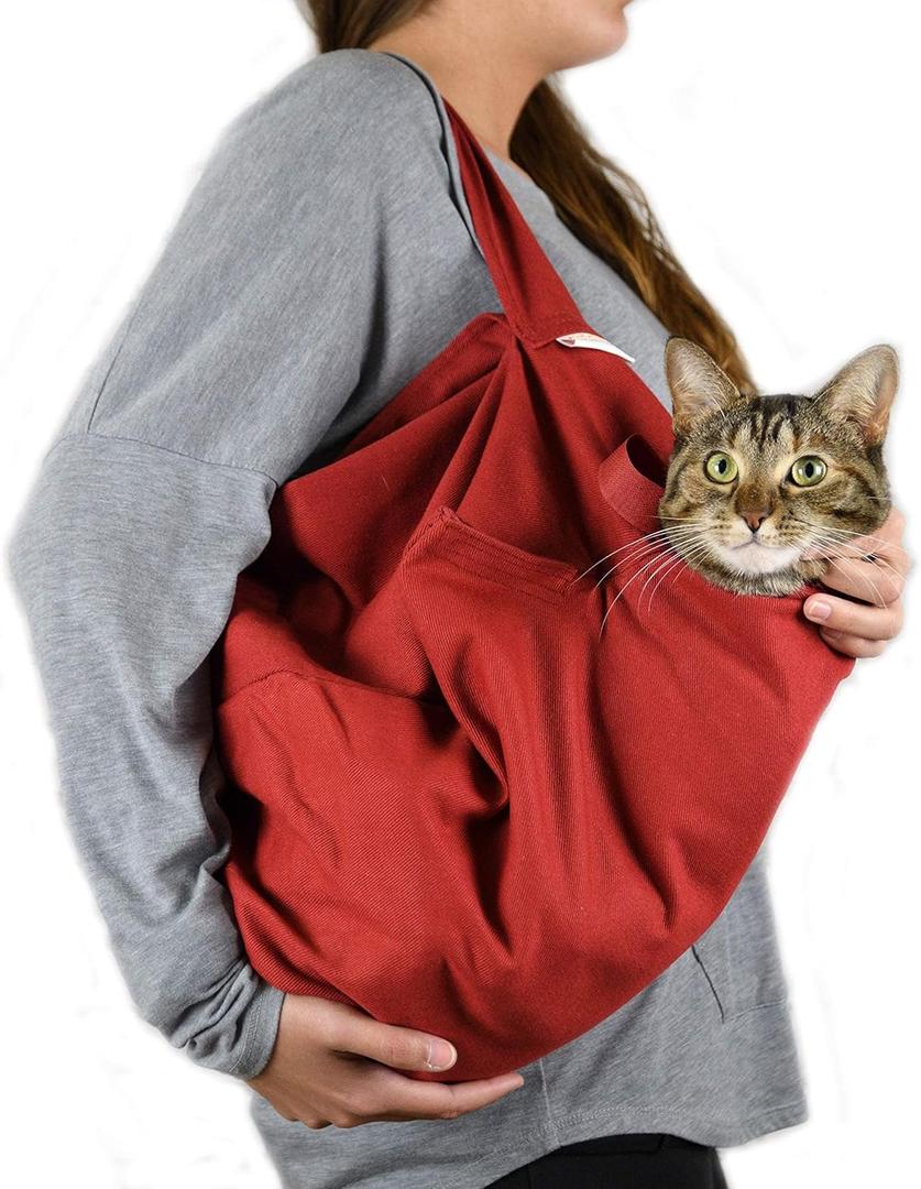 Cozy Comfort Carrier - Large Soft Red Cat Carrier and Cat Restraint Bag for Nail Trimming, Vet Visits, Medication Administration, Dental Care, and Travel (Large  10 lbs. and up.)