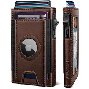 Miyozi Airtag Wallet for Men, Slim Pop Up Credit Card Holder RFID Blocking Mens Minimalist wallet for 7-9 Cards ID Window, with Gift Box