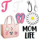 XIANGYUAN 7 Pcs Letter Charms for Bogg Bag Clips Insert Bogg Bag Accessories Charm for Simply Southern Bag Decorative,Decorative Letterring Attachments for Beach Tote Bags(Letter T)