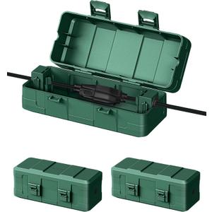 DEWENWILS [3 Pack] Outdoor Extension Cord Cover, Weatherproof Connection Box with PP Material, Waterproof Electrical Cord Protector for Outdoor/Christmas Decoration Light, Extension Cord (Green)