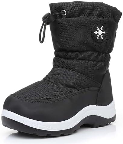 Ahannie Boys Girls Snow Boots Toddler Kids Winter Boots Water Resistant Warm Side Zipper Shoes(Toddler/Little Kid), Size 24