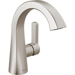 Delta Lineax Brushed Nickel Bathroom Faucet 1 Hole, Single Hole Bathroom Sink Faucet for Vanity, Metal Push-Pop Drain Assembly, Stainless 562SH-SSMPU-DST