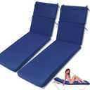 SmoothNovelty 2 Pcs Indoor Outdoor Chaise Lounge Cushions Sponge Bench Outdoor Furniture Chaise Cushions Patio Chair Furniture Replacement (Dark Blue)