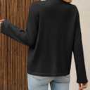 Saodimallsu Womens Lightweight Cardigans Open Front Long Sleeve One Button Casual Crewneck Loose Knit Shrug Sweater (Black, L)