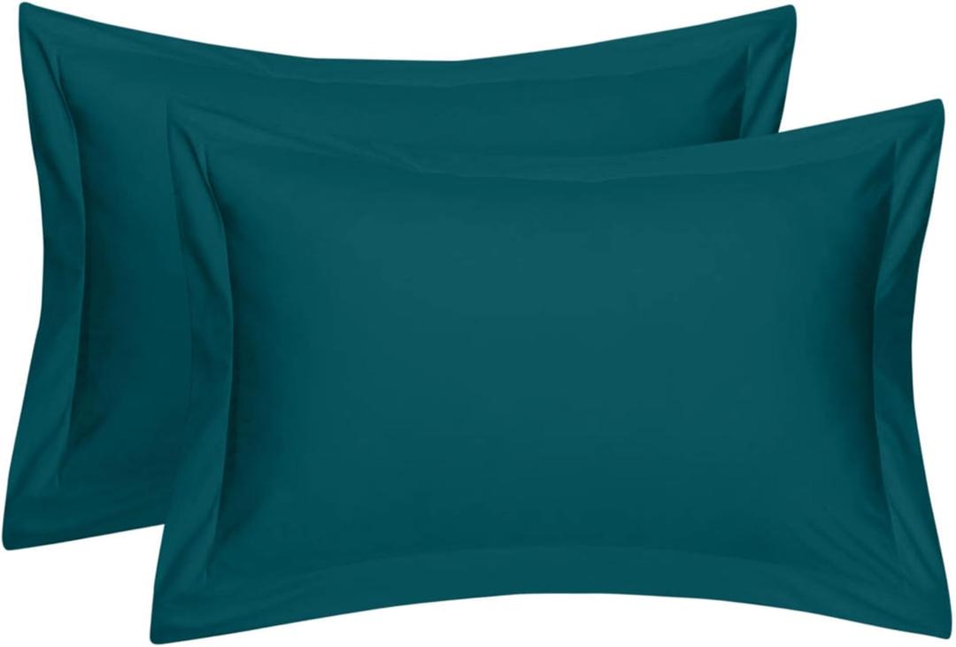 Cotton Metrics Heavy Quality Standard Pillow Shams Set of 2 Teal 600TC 100% Organic Cotton Teal Pillow Shams Standard Size 20X26 Decorative Pillow Cover with 2 Inch Flang