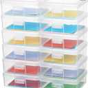 novelinks Plastic Clear Storage Containers for Organizing, Craft Storage Organizers and Stackable Storage Bins with Lids for Pencil Box, Bead, Cookie Cutter, Board Game (6 Pack Small + 6 Pack Medium)