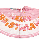 Capoda Pink Christmas Tree Skirt Gingerbread Man Candy Christmas Tree Skirt 48 Inch Xmas Tree Mat Gingerbread Christmas Tree Skirts Mat for Holiday Christmas Party Decorations Indoor Outdoor