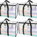 BALEINE 4-Pack Oversized Moving Bags with Reinforced Handles, Heavy-Duty Storage Tote for Clothes, Moving Supplies (Clear, 4-Pack)