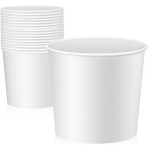 Hoolerry 15 Pack 85 oz Paper Bucket Cardboard Food Bucket Bulk Disposable Food Container for Birthday Party, Wedding, Baby Shower, Event Gather Party Supplies (White)