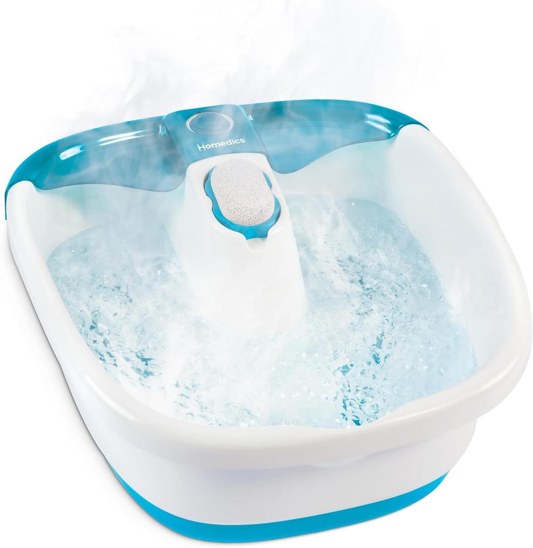 Homedics Bubble Mate Foot Spa, Toe Touch Controlled Foot Bath with Invigorating Bubbles and Splash Proof, Raised Massage Nodes and Removable Pumice Stone