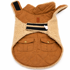 Queenmore Warm Dog Coat, Cold Weather Puffer Dog Jacket with Ultra-Thick Plush Lining and Storage Pockets (Medium)