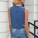 LookbookStore Denim Vest for Women Trendy Sleeveless Cropped Stretchy Jean Vests Top Summer Casual Button Wasitcoat Tops (XL)