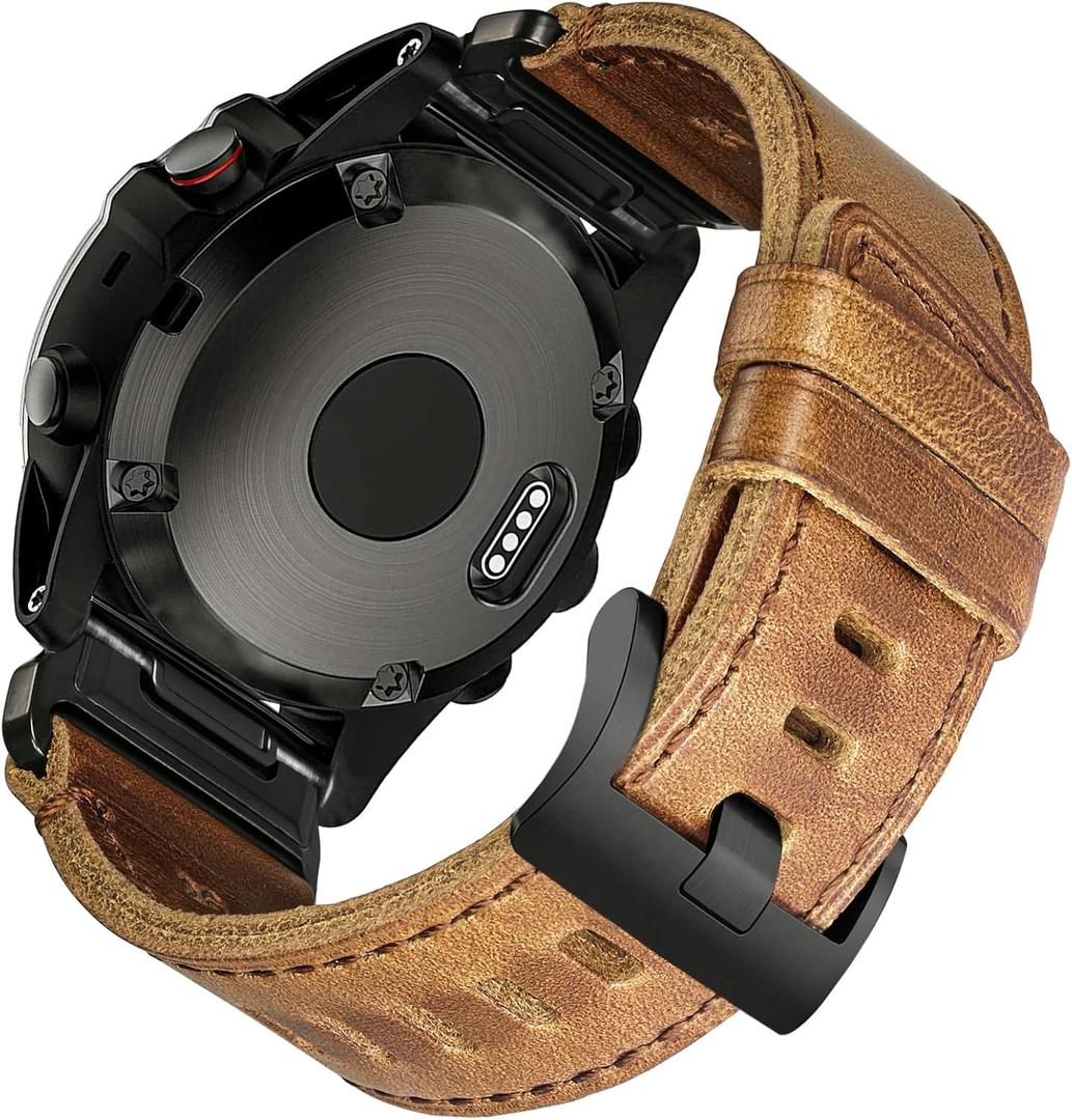 Soft Horween Leather Watch Band Compatible With Garmin, Strap For Fenix/Forerunner/Approach/MARQ/Quatix / D2 Series/Instinct/Epix/Tactix/Foretrex (root={'value': "20 mm / Middle (5.9'' - 8.7'')"}, Natural)