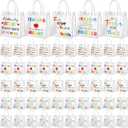 Canchiing 50 Pcs End of Year Teacher Clear Gift Bags with Handles Reusable Clear End of Year Treat Bags Thank You PVC Gift Wrap Totes for Graduation Teacher Appreciation Supplies, 7.9 x 7.9 x 3.1