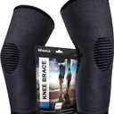 POWERLIX Knee Compression Sleeve (Pair) - Best Knee Brace for Knee Pain for Men & Women  Knee Support for Running, Basketball, Volleyball, Weightlifting, Gym, Workout, Sports (Medium, Black-2 Pack)