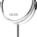 Schliersee Magnifying Vanity Makeup Mirror 7 Inch, 360Rotation Double Sided Magnification for1X, 3X, Desk Table Mirror (Silver)
