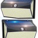 318 LEDs Motion Sensor Outdoor Lights 600LM 6500K Solar Powered Flood Lights Outdoor IP67 Waterproof with 3 Modes 270 Wide Angle Security Wall Lights for Outside Yard Garden- 2 Pack