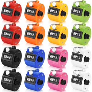 Kathfly 16 Pcs Handheld Clicker Counter 4 Digit Mechanical Tally Counter Assorted Color Pitch Palm for Counting Numbers Knitting Coaching Golf Lap Fishing School Sports Event Kathfly 16 Pcs Handheld Clicker Counter 4 Digit Mechanical Tally Counter Assorted Color Pitch Palm for Counting Numbers Knitting Coaching Golf Lap Fishing School Sports Event