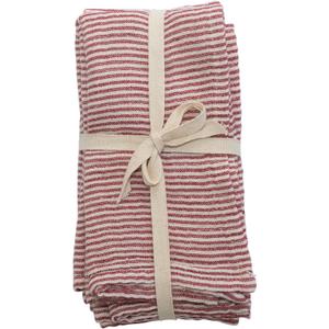 Creative Co-Op 18" Square Cotton Napkins w/ Stripes, Red & Cream Color, Set of 4