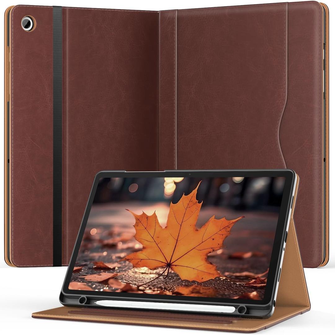 OKP Case for Samsug Galaxy Tab A11+ / A9+ Plus 11 inch 2026/ 2024 (SM-X230/ X236/ X238/ X210/ X216/ X218), PU Leather Folio Cover with Multi-Angle Stand, Auto Wake/ Sleep for 11" Tablet (Brown)
