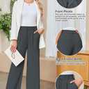 Sarin Mathews High Waisted Wide Leg Pants for Women Business Casual Dress Pant Palazzo Long Work Trousers with Pockets (Gray, L)