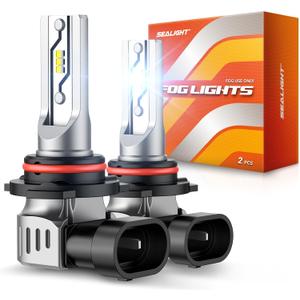 SEALIGHT 9006/HB4 Fog Light Bulbs or DRL, 12000LM 9006 Hb4 Fog Lamp Bulbs 6500K White Fog Lights or Daytime Running Light 1:1 Size Plug ang Play, Non-polarity, Interior Lighting, Pack of 2