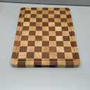 Checkered Cutting Board for Kitchen - Solid Wood End Grain Checkerboard Chopping Board with Handle & Juice Groove, Double Sided for Cooking, Serving and Decor, Rectangular 16" x 12" x 1"