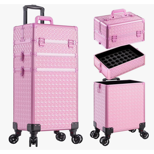 3 in 1 Rolling Makeup Train Case Professional Large Cosmetic Trolley Cosmetology Case on Wheels Traveling Cart Trunk for Hairstylist Artist Nail Beauty Salon Barber, Pink
Amazon's Choice