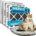 16x25x1 Air Filter MERV 11 Activated Carbon Pet Dander & Dust Defense, Pollen, Smoke, Allergy Protection Electrostatic Pleated HVAC AC Furnace Filter Replacement (4-Pack)