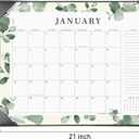 Cabbrix Desk Calendar 2026 with Desktop Mat, 21" x 16.5" Large Desk Calendar Covering January 2026 to December 2026, 12 Months Desktop Calendar for Home Office School Planning, Greenery