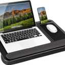 LAPGEAR Home Office Pro Lap Desk with Wrist Rest, Mouse Pad, and Phone Holder - Black Carbon - Fits up to 15.6 Inch Laptops - Style No. 91598